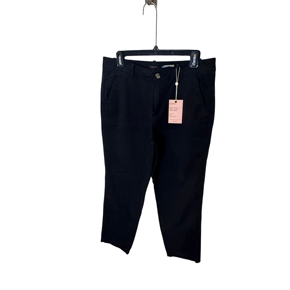 NWT Quince 24/7 Chino Pants Womens 30 Black Organic Cotton Tapered NEW